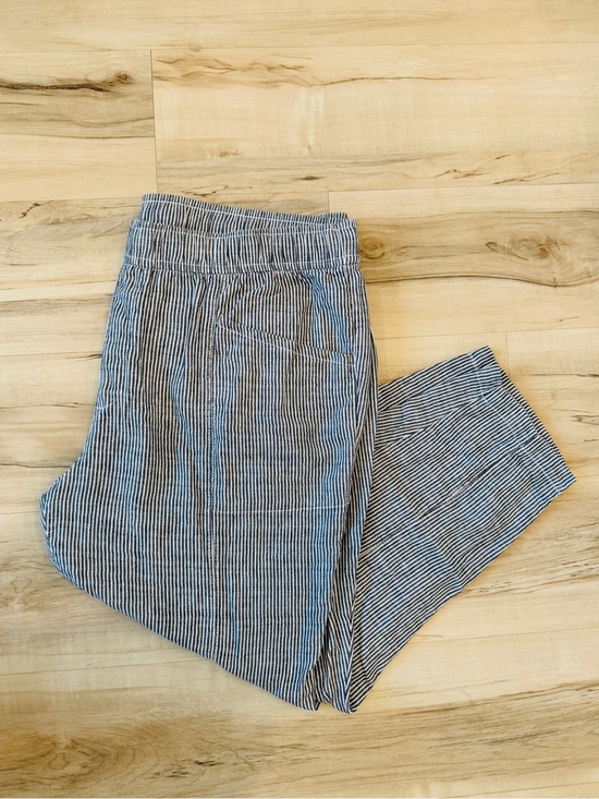 Old Navy Pants - Old Navy Pinstripe Blue & White Linen Pants